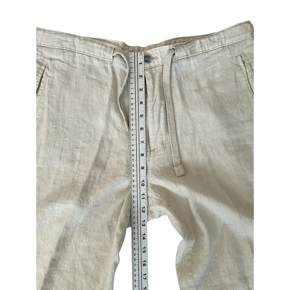 Tasso Elba 100% Linen Chino Pants Beige Semi Sheer‎ 36x27 Coastal Lightweight